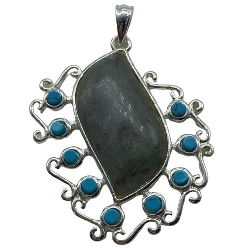 Labradorite Gemstone Sterling Silver 925 Pendant 2.5in